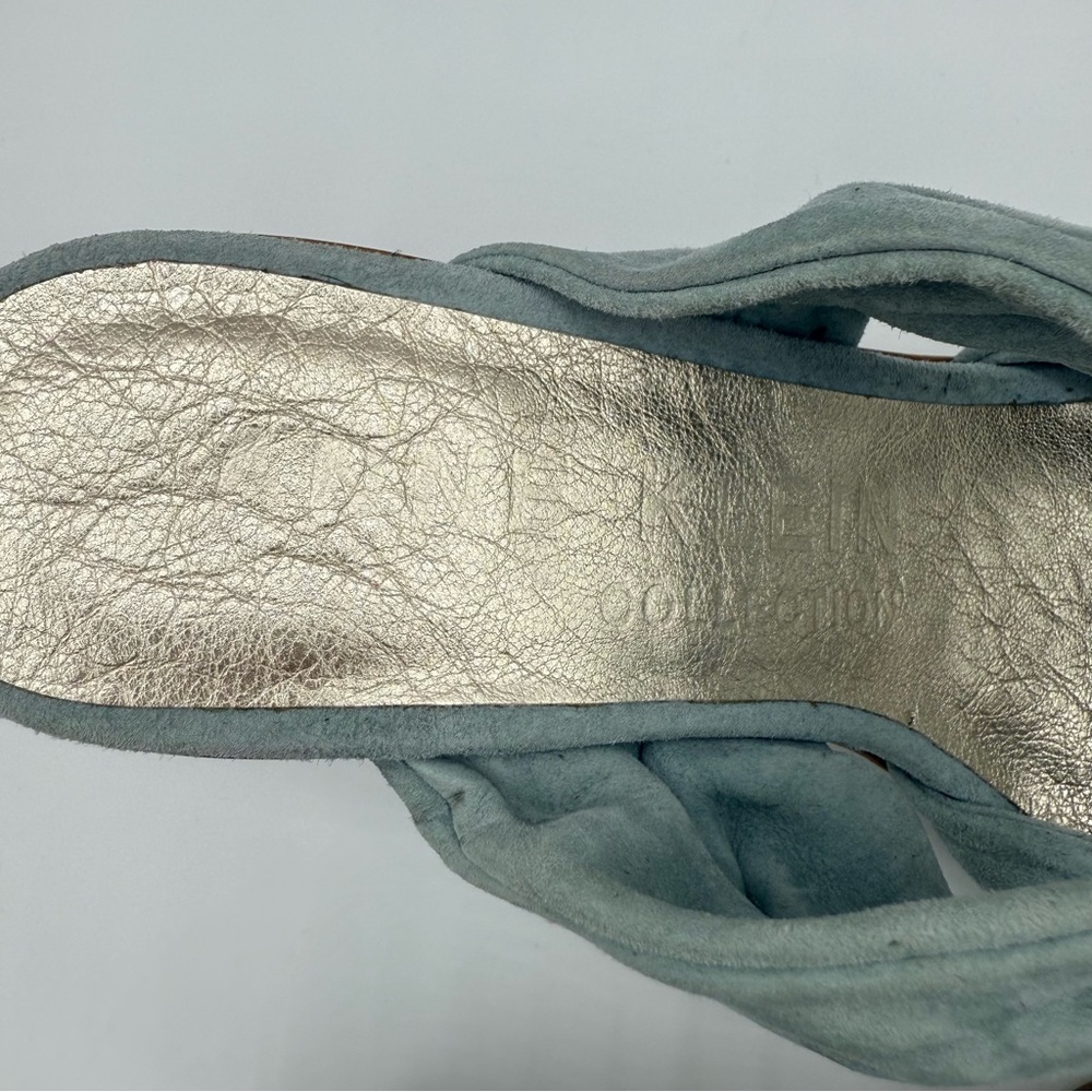 Ann Klein Collection Blue Suede Knot Mules Elegant Slip On Open Toes Sandals - Picture 12 of 12